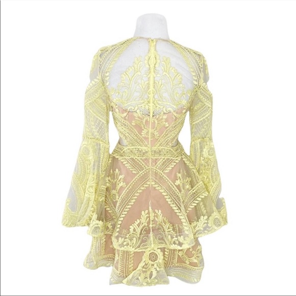 Thurley Yellow Lace Overlay Dress - Picture 2 of 8